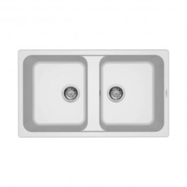 Elleci Lavello Incasso Life 450 – 2 Vasche, 86x50 Cm, Granitek Bianco Antico, Profondità 180 Mm, Foro Incasso 84x48 Cm