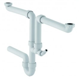 Sifone Amico 2 Vie 1'1/2 Per Lavelli Inox Con Attacco Lavastoviglie - Uscita ø40 Mm - Foto 2