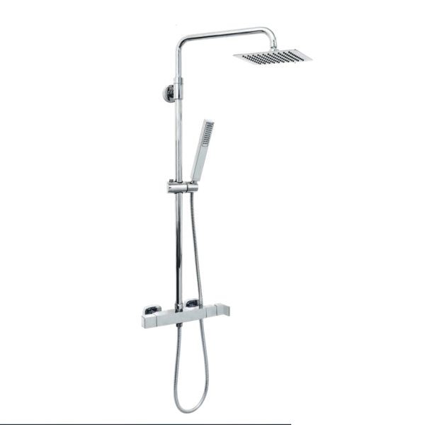 KIT COLONNA DOCCIA KELLER TAPS CON SOFFIONE INOX QUADRATO D.25 E DOCCETTA  CON DEVIATORE