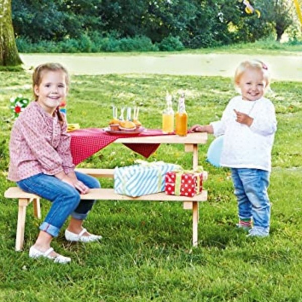 90x90xH50 cm per uso esterno o interno Timbela M010-1 Tavolo da picnic per bambini con contenitore 