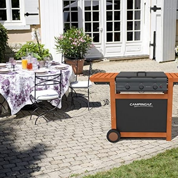 BARBECUE A GAS RIFINITO IN LEGNO D'ACACIA DUALGAS ADELAIDE 3 WOODY DG cod.97338