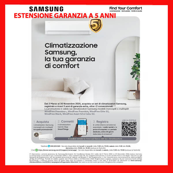 CLIMATIZZATORE SAMSUNG WINDFREE AVANT S2 TRIALSPLIT 9000+9000+12000+AJ052TXJ INVERTER R32 WI-FI 