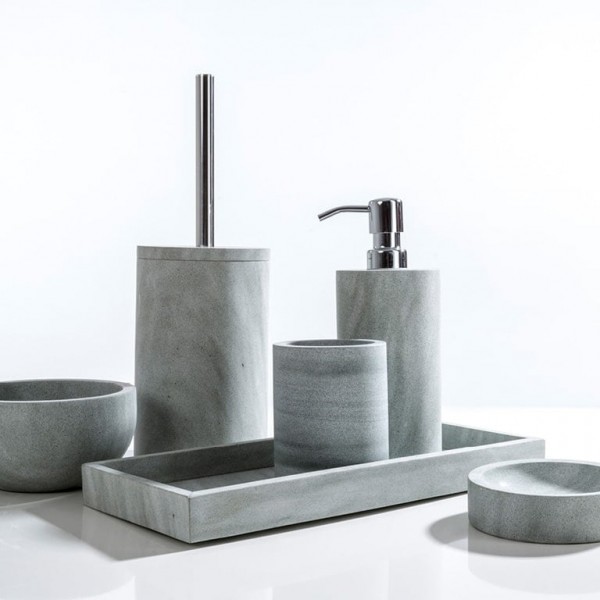 SET ACCESSORI DA BAGNO IN PIETRA GRIGIA GREEN STONE CIPI