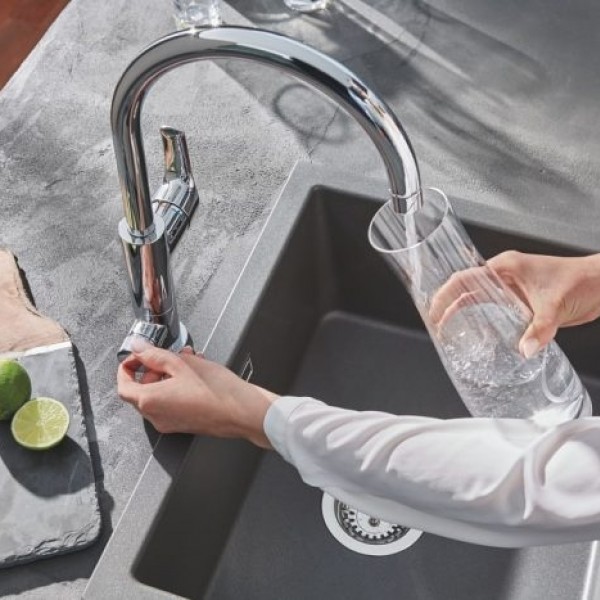 MISCELATORE 2 IN 1 PER LAVELLO GROHE SERIE BLUE PURE BAUCURVE STARTER KIT