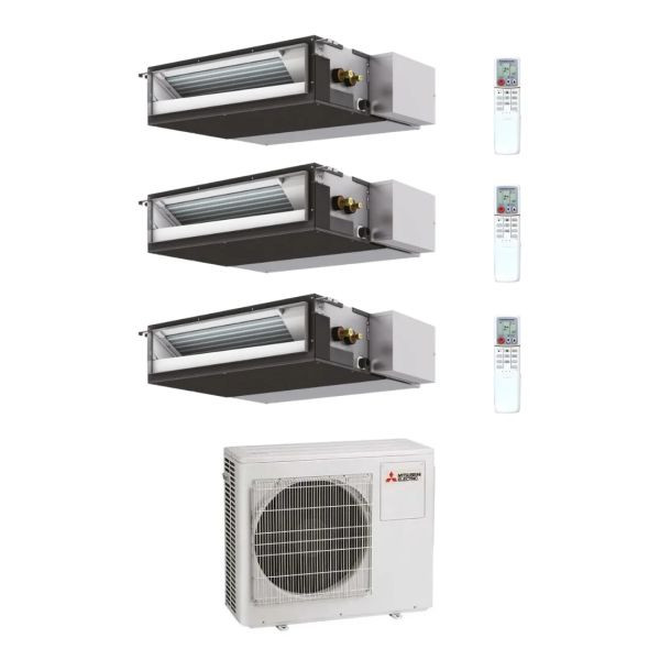CLIMATIZZATORE MITSUBISHI CANALIZZABILE TRIALSPLIT 12000+12000+12000+MXZ-3F68VF INVERTER R-32