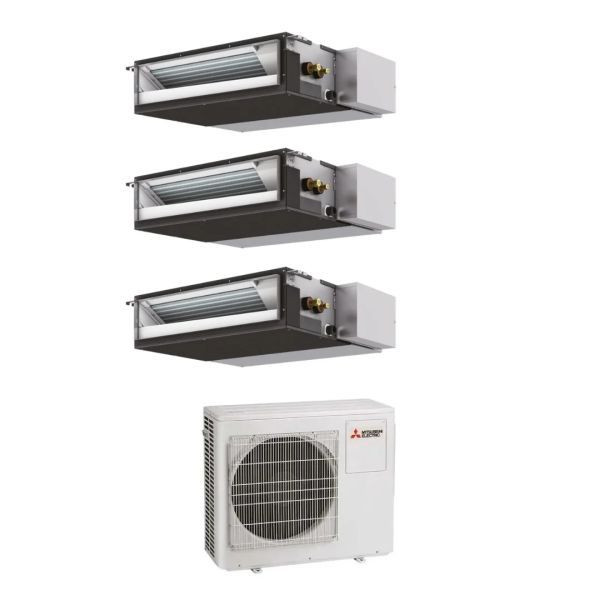 CLIMATIZZATORE MITSUBISHI CANALIZZABILE TRIALSPLIT 12000+12000+12000+MXZ-3F68VF INVERTER R-32