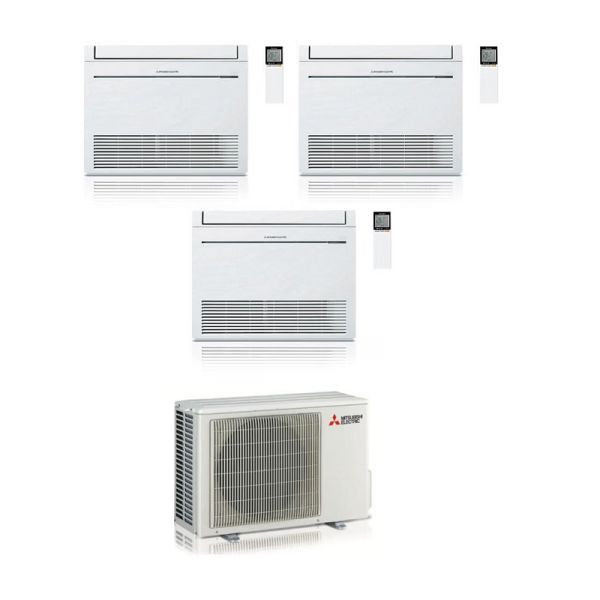 CLIMATIZZATORE MITSUBISHI TRIALSPLIT CONSOLE PAVIMENTO MFZ-KT 12000+12000+12000+MXZ-3F68VF INVERTER R-32