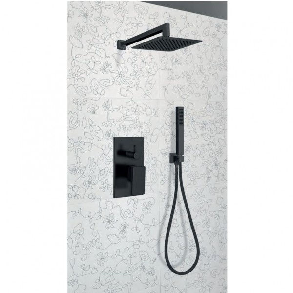 KIT DOCCIA COMPLETO KELLER TAPS SQUARE NERO OPACO SQ14019NO
