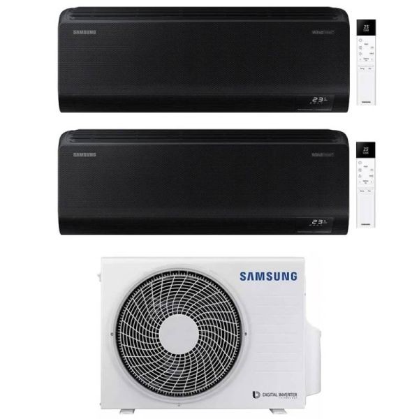 CLIMATIZZATORE SAMSUNG WINDFREE BLACK DUALSPLIT 7000+12000+AJ040TXJ INVERTER R-32 WI-FI 