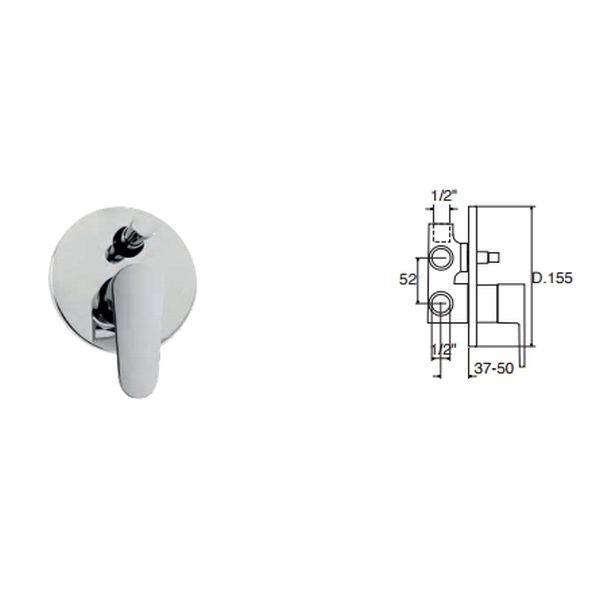 MONOCOMANDO MIX INCASSO DOCCIA KELLER TAPS WINTER CROMATO CON  DEVIATORE WN41CR
