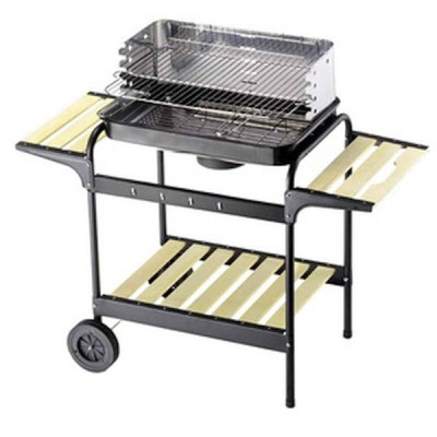 Barbecue Robusto e Facile Da Trasportare Con Ruote e mensole in Legno '60-40 GREEN X' COD.82630