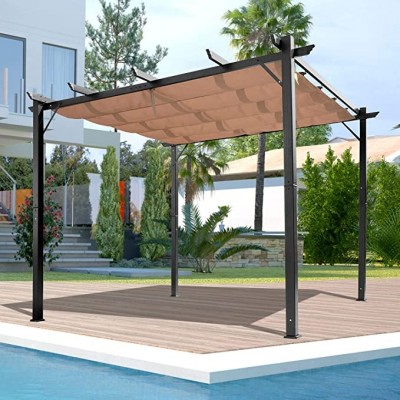 PERGOLA MT. 3X3 GAZEBO ACCIAIO CON TELO RETRATTILE SCORREVOLE GIARDINO