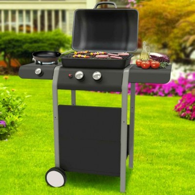 Barbecue a Gas con Fornello Integrato e mensola laterale 