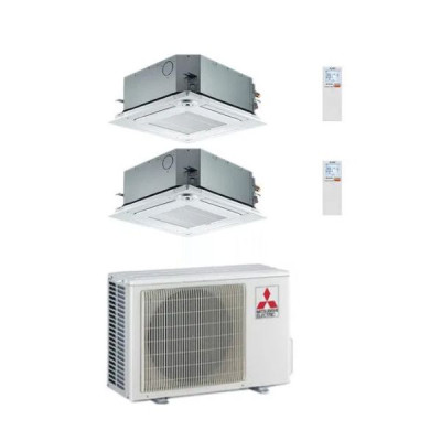 CLIMATIZZATORE MITSUBISHI CASSETTA A 4 VIE DUALSPLIT 9000+9000+MXZ-2F42VF INVERTER R-32 