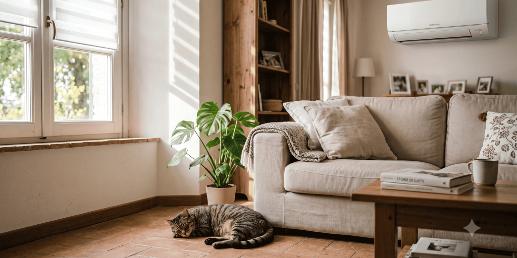 Lasciare cane o gatto a casa d'estate: come impostare il climatizzatore per tenerli al sicuro