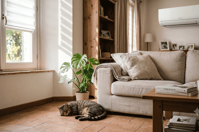 Lasciare cane o gatto a casa d'estate: come impostare il climatizzatore per tenerli al sicuro